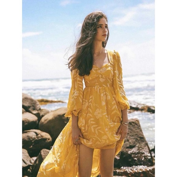 Since Then Dresses & Skirts - Since Then Sweetheart Yellow Embroidered Maxi Dress NEW Size Small